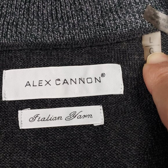 ALEX CANNON Men's 1/4 Zip Gray Argyle Wool Sweater - Picture 6 of 7